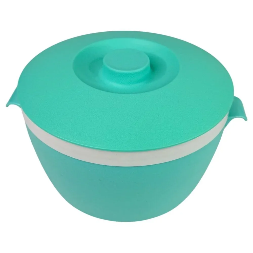 Vintage Bolero Therm-O-Ware Turquoise White Ice Bucket Insulated‎ Bowl With Lid